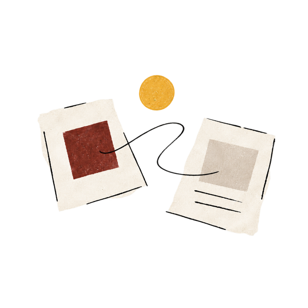 Illustration: Verbindung zwischen zwei Dokumenten zur Kontaktaufnahme.